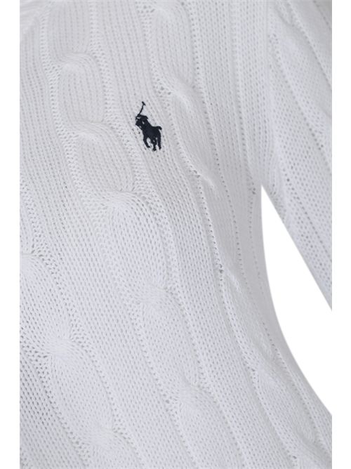 Maglia a trecce in cotone con logo White POLO RALPH LAUREN | 211971869007